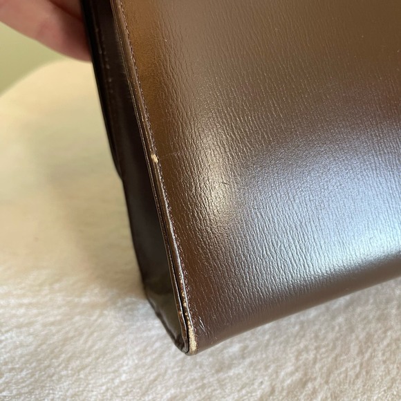 Vintage Saks Fifth Avenue Womens Brown Snap Leather Top Handle Flap Over Handbag - Picture 15 of 16